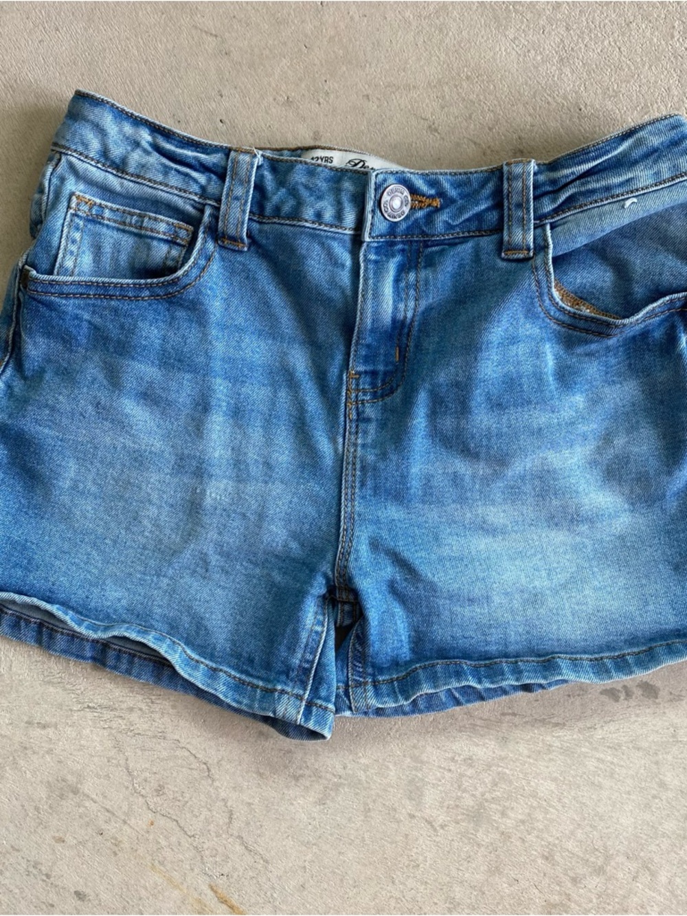 Denim&Co Light Blue Washed Jean Shorts High Waist Girls size 11-12